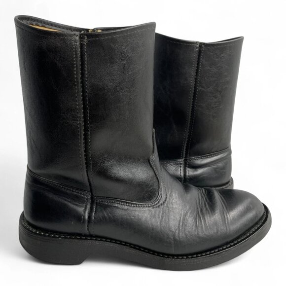 Vintage Kinney Leather Roper Black Biker Cowboy Western Work Boots Men's 9 EE - Picture 13 of 13